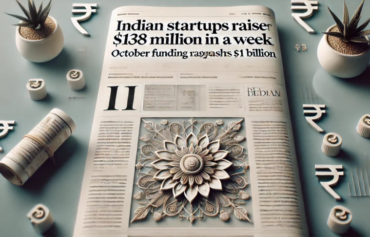 Indian Startups Raise Over $138 Million in a Week, October Funding Surpasses $1 Billion